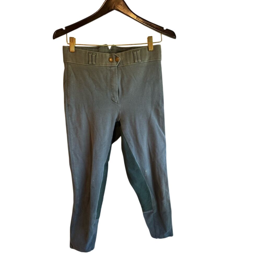 Vintage Cameo Blue Apparel horse riding pants old money leather & cotton Small